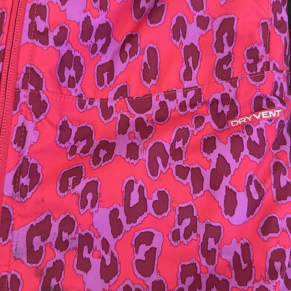 Girls pink and purple leopard Freedom Insulated Bib snowpants. Size 5t - Picture 5 of 7